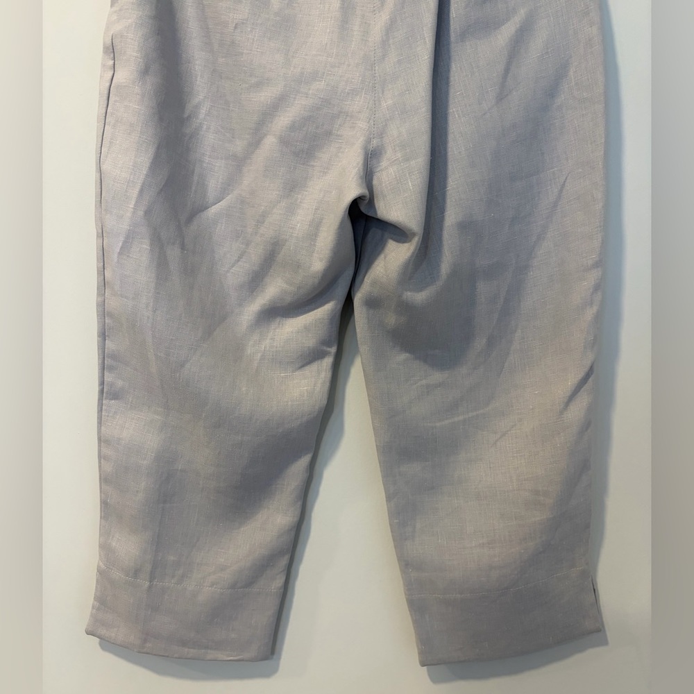 Maloka Pearl Grey 💯 Linen Capris With Silver Foil Accent NWT! - Picture 5 of 10